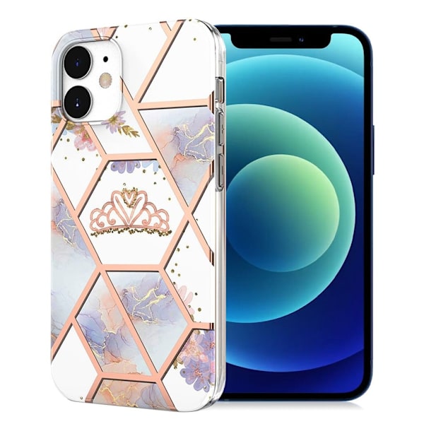 Marmordesign iPhone 12 Mini deksel - Marmor / Krone Multicolor