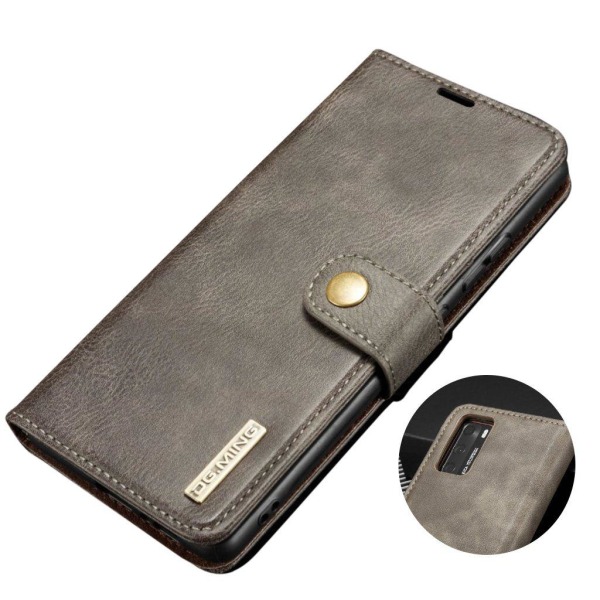 DG.MING Huawei P40 2-in1 Wallet kotelot - Kahvi Silver grey