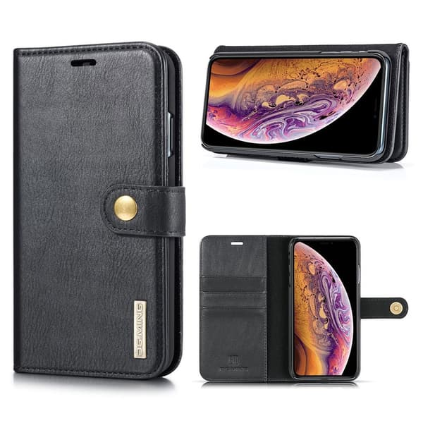 DG.MING iPhone Xs Max 2-i-1 etui med pung - Sort Black