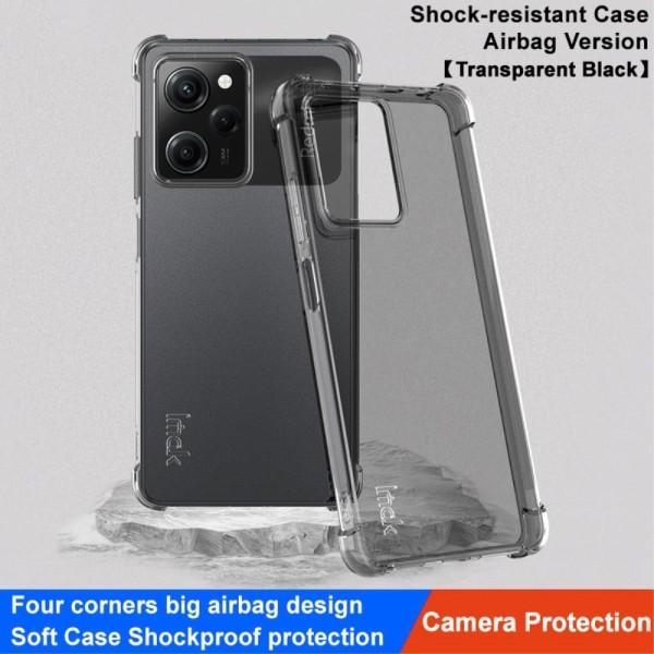 IMAK Airbag Cover for Xiaomi Poco X5 Pro / Redmi Note 12 Pro Speed - Läpinäkyvä Musta Black