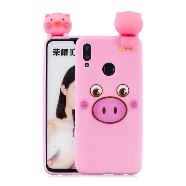 Huawei P Smart 2019 3D Djur Docka fodral - Gris Rosa