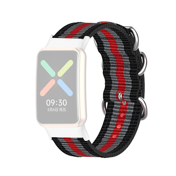 Oppo Watch Free nylonkellohihna - Musta / Harmaa / Punainen Multicolor