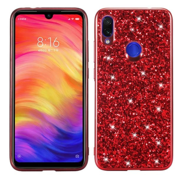 Glitter Xiaomi Redmi Note 7 / Note 7 Pro / Note 7S cover – Rød Red