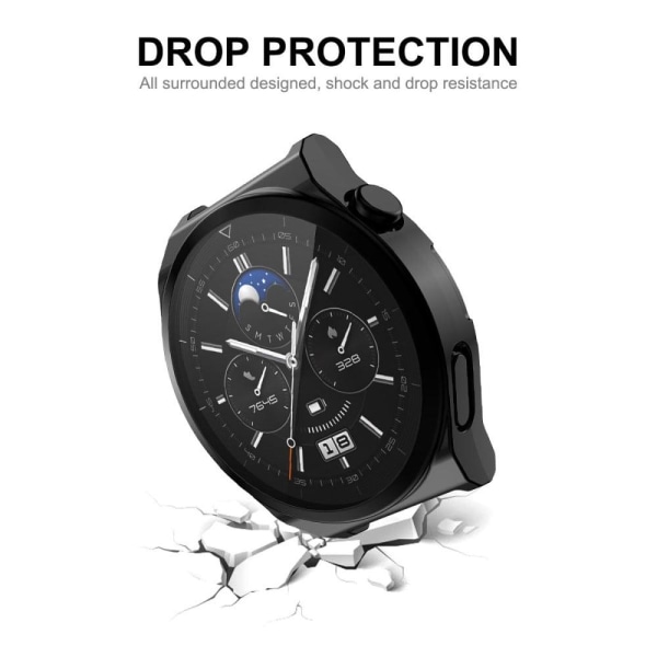 ENKAY Huawei Watch GT 3 Pro 43mm galvaniseret cover med hærdet glas - Sort Black