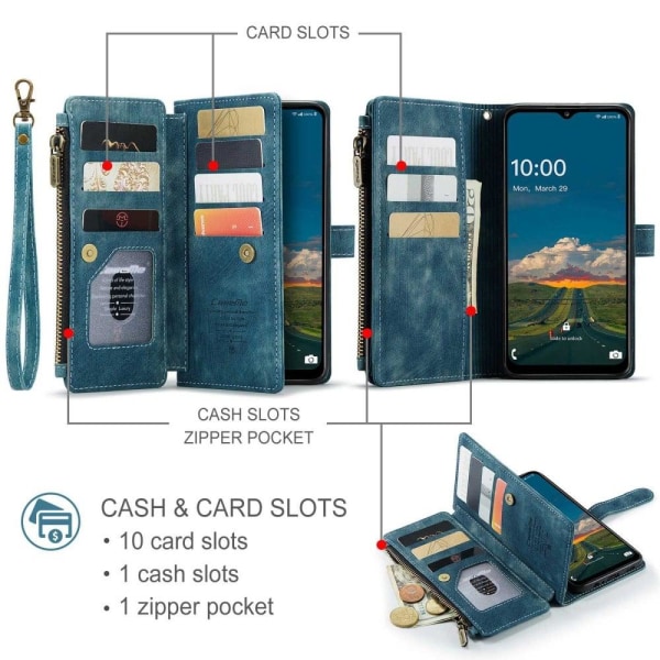 Rymligt Samsung Galaxy A13 5G fodral med plånbok - Blå Blå