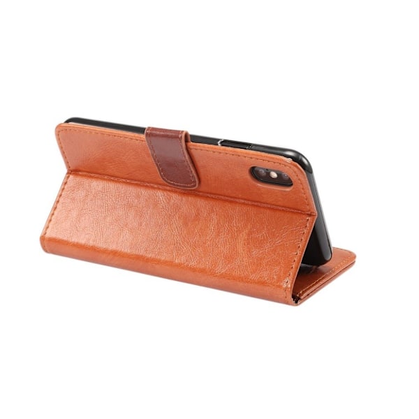 iPhone 9 Plus mobilfodral syntetläder silikon stående plånbok vildhäst - Brun Brun