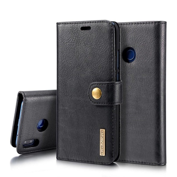 DG.MING Huawei P20 Lite detachable 2-in-1 split leather case - B Svart