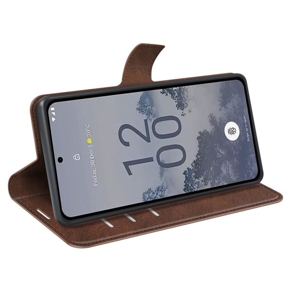 Hållbart konstläder Nokia X30 fodral med plånbok - Brun Brun