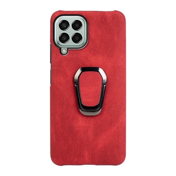 Stötsäkert läderfodral med oval kickstand för Samsung Galaxy M33 5G - Röd Röd