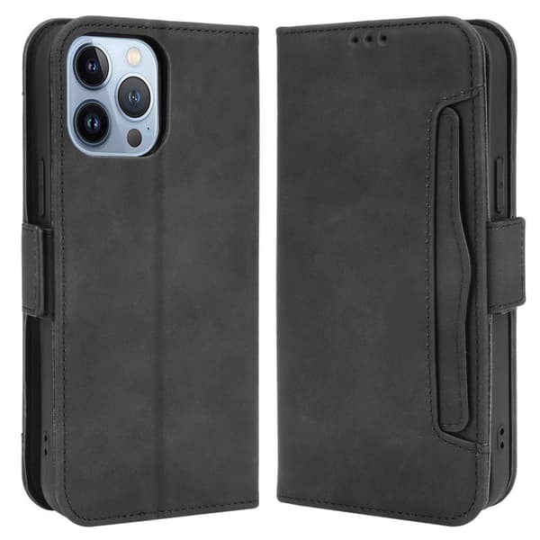 Moderni Nahkalaukku For iPhone 14 - Musta Black