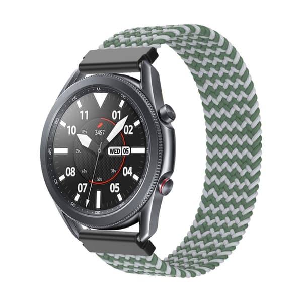 Samsung Galaxy Watch 3 (45 mm) elastisk nylon-urrem - W-Form Grøn / Grå Størrelse: L Green