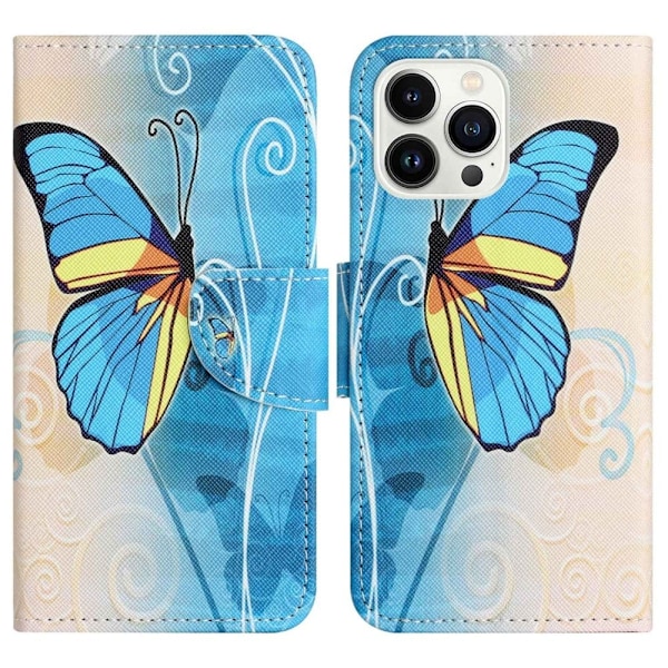 Wonderland iPhone 14 Pro flip etui - Blå Sommerfugl Blue