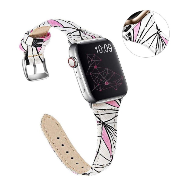 Apple Watch 40mm geometry leather watch strap - White / Pink White