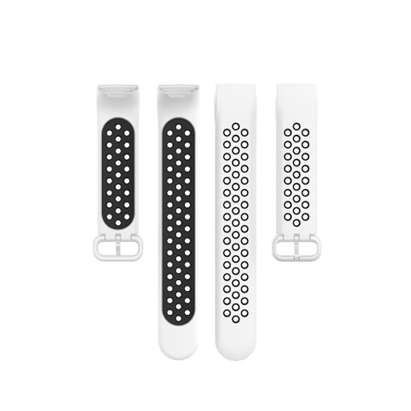 Fitbit Charge 3 / 4 tofarvet silikone urrem - Hvid / Sort White