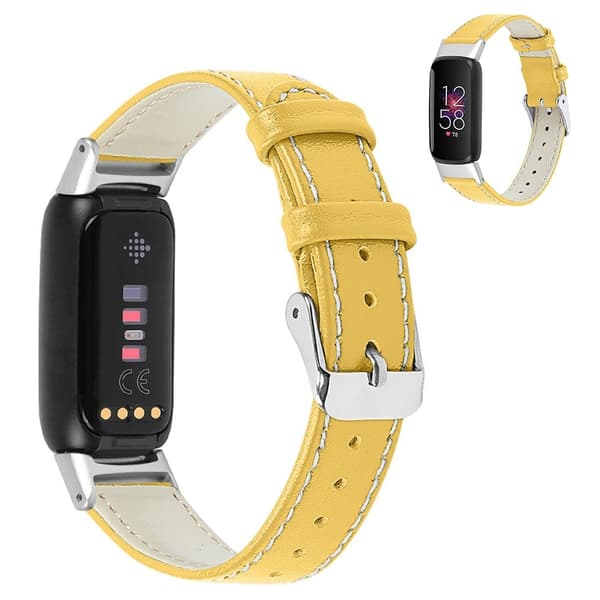 Fitbit Luxe klockarmband i äkta läder med topplager - Gul Gul