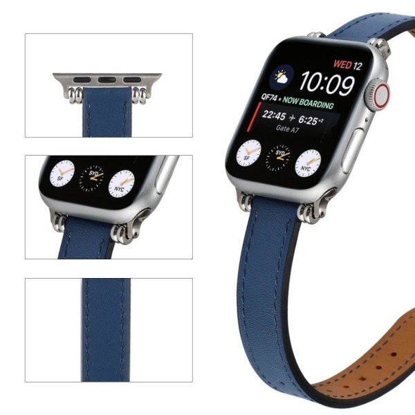 Apple Watch 42mm - 44mm bead décor genuine leather watch strap - Blå