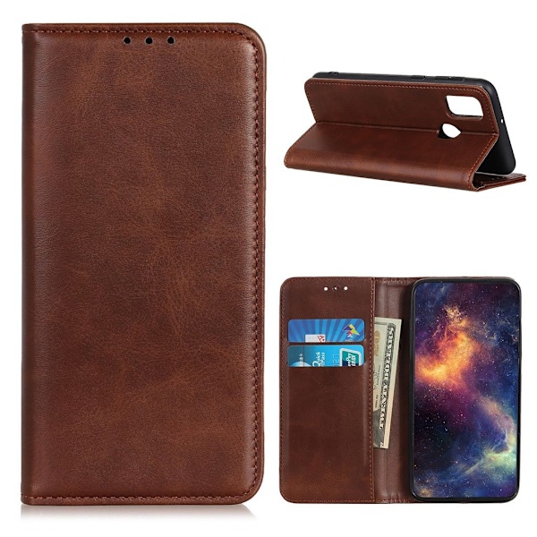 Äkta läder Alcatel 3L (2021) / Alcatel 1S (2021) fodral - Brun Brun