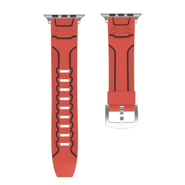 Apple Watch Series 4 44mm ECG mønster silikone Urrem - Rød / Sort Red