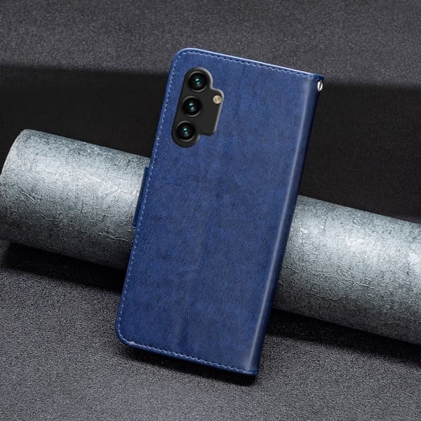 Sommerfugl Samsung Galaxy A13 4G Flip Etui - Mørkeblå Blue
