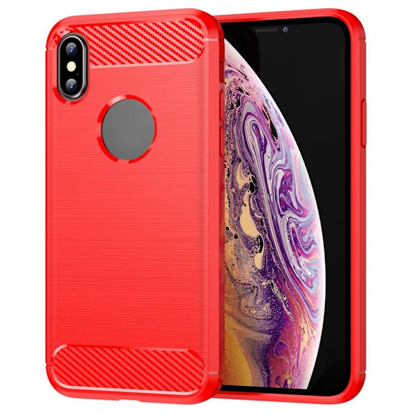 Carbon Flex Suojakotelo iPhone Xs Max - Punainen Red