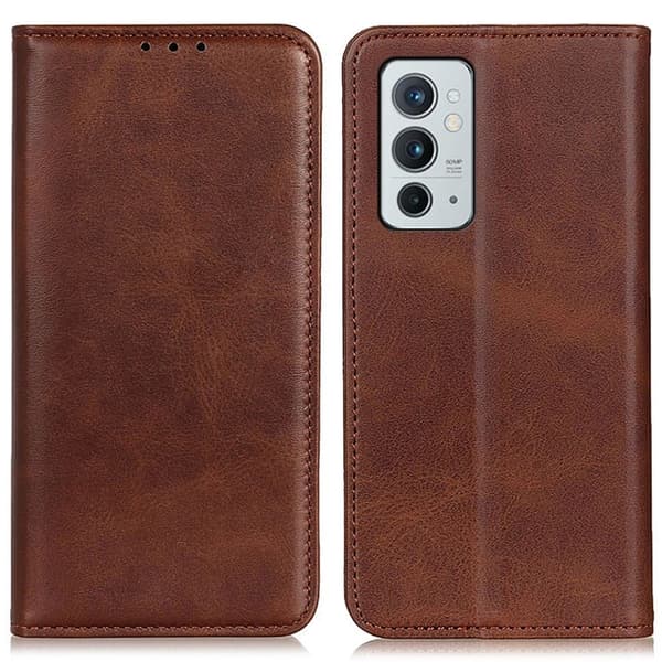 Flip Etui med Pung i ægte Læder til OnePlus 9RT 5G - Kaffe Brown