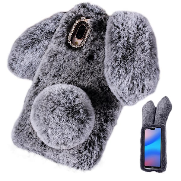 Bunny Huawei P20 Lite deksel - Mørkegrå Silver grey