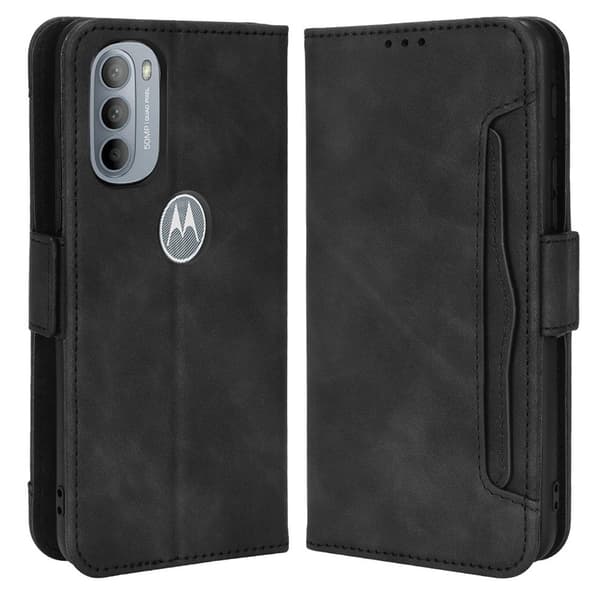 Stilfuldt Læder Etui med Pung til Motorola Moto G41 / G31 - Sort Black
