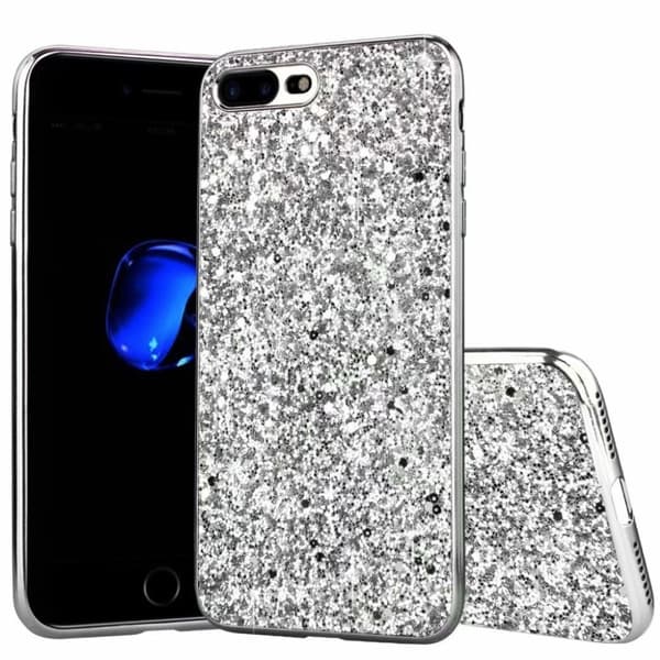 Glitter iPhone SE 2020 deksel - Sølv Silver grey