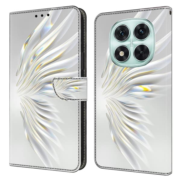 Xiaomi Redmi Note 14 Pro+ 5G plånboksfodral mönster tryck stativ läder flip telefonskal - Kristallvingar Vit