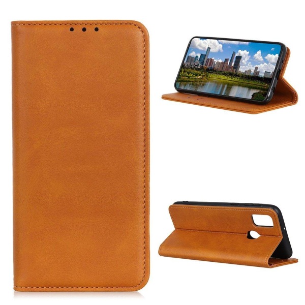 Wallet-style ægte Læder Flipcase til Oneplus Nord N10 5G - Lysebrun Brown