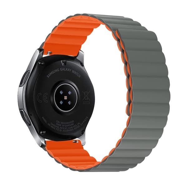 22 mm universal urrem i silikone - Grå / Orange Størrelse: S Silver grey