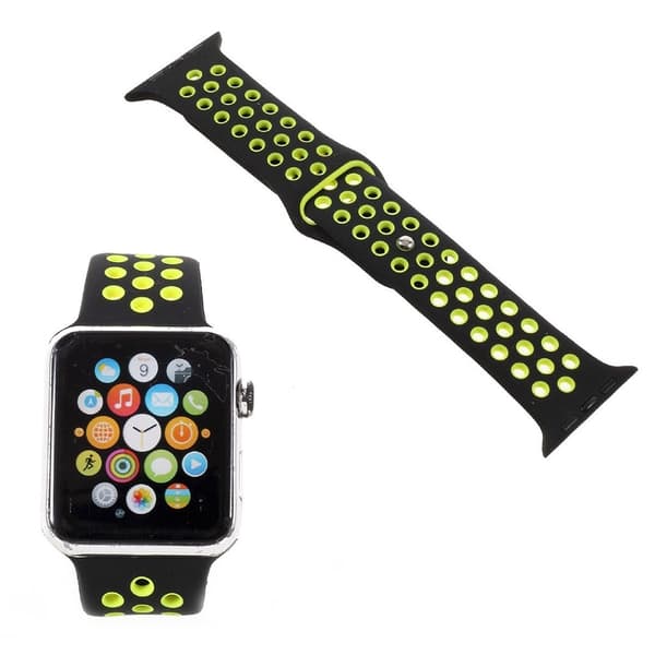 Apple Watch 42mm blød silikone urrem - Gul/sort Yellow
