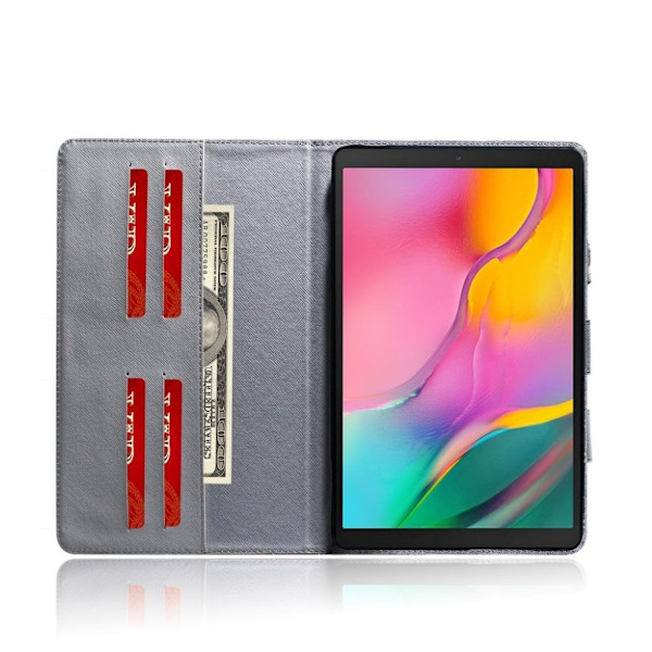 Samsung Galaxy Tab A 10.1 (2019) bärbart läderfodral med mönster - Lejon multifärg