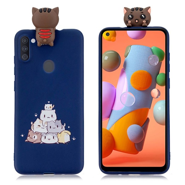 Cute 3D Samsung Galaxy A11 deksel - Katt Multicolor