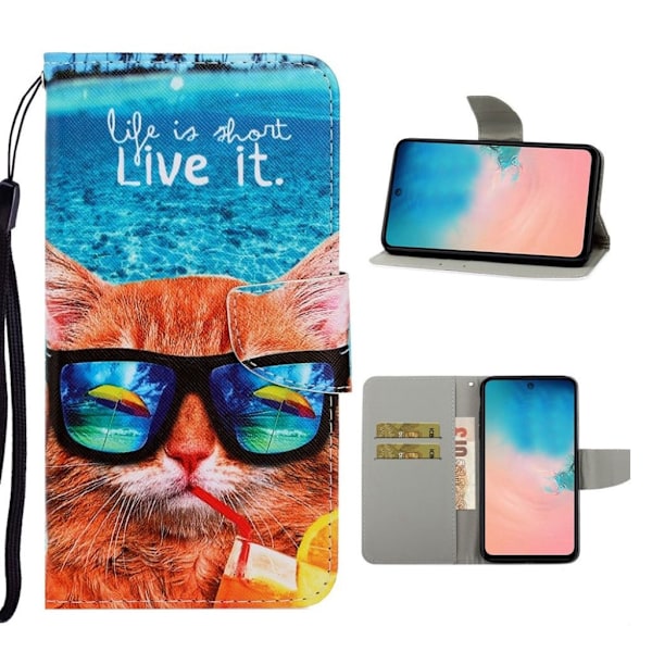 Wonderland Samsung Galaxy A71 etui - Kat med Briller Multicolor