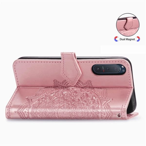 Mandala Sony Xperia 5 II nahkakotelo - Ruusukulta Pink