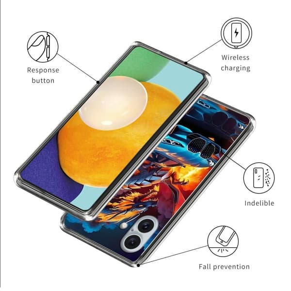 Vibe iPhone 16 Plus -kansi - Urheiluauto Ja Lohikäärme Blue