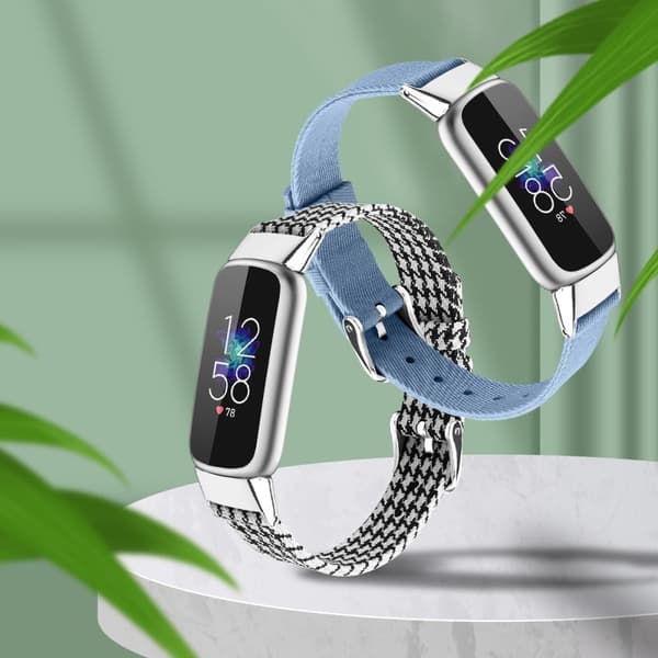 Fitbit Luxe urrem i lærredsstil - Sort / Sort / Størrelse: L Black