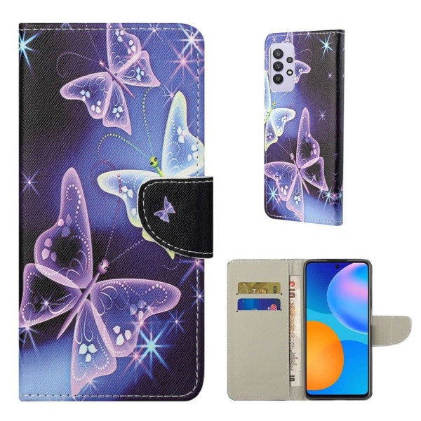 Wonderland Samsung Galaxy A32 flip kuoret - Perhonen Purple