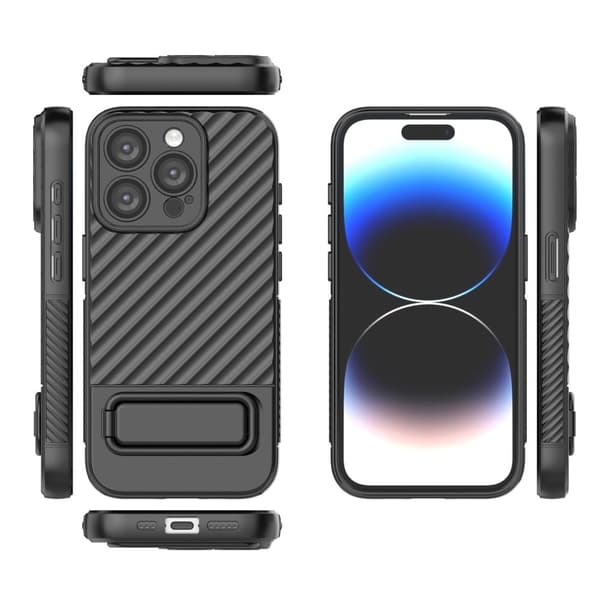 Suojaava naarmuuntumaton kuori jalustalla iPhone 15 Pro - Hopea/Harmaa Silver grey