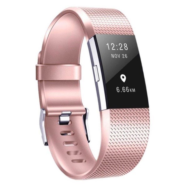 Silicone shine texture watch band for Fitbit Charge 2 - Rose Gol Rosa