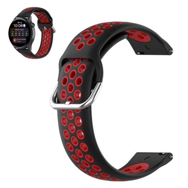 22mm Universal dual color silicone metal buckle watch strap - Bl Red