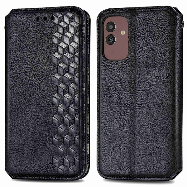 Læder Etui med A Stilfuldt Rhombus Tryk til Samsung Galaxy M13 5g - Sort Black