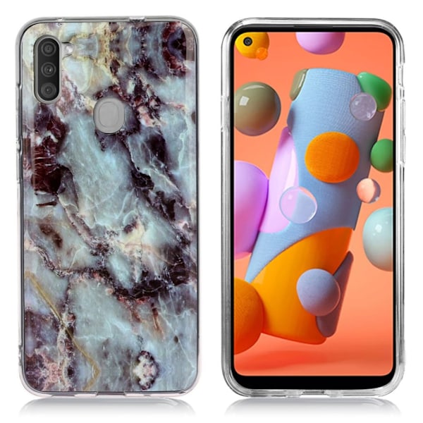 Marmormotiv Samsung Galaxy A11 skal - Blågrön / Svart Marmor Svart