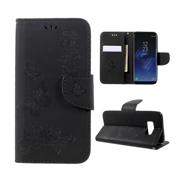 Samsung Galaxy S8 beskyttende læder-etui med print - Sort Black