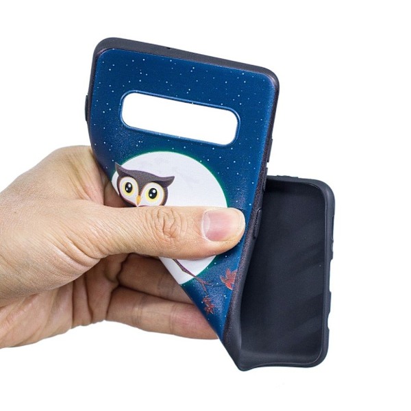 Samsung Galaxy S10 Plus trykt mønster etui - Ugle på en Gren Multicolor