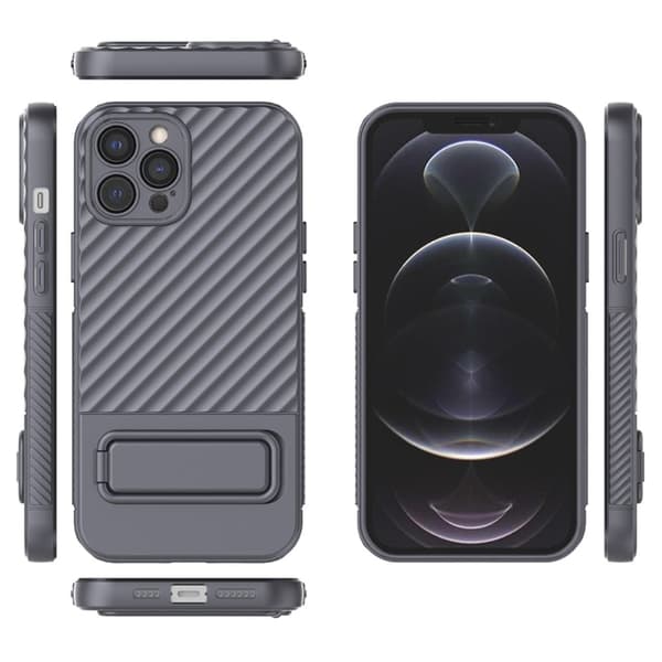 Beskyttende anti-ripe deksel med støtte for iPhone 12 Pro Max - Sølv/Grå Silver grey