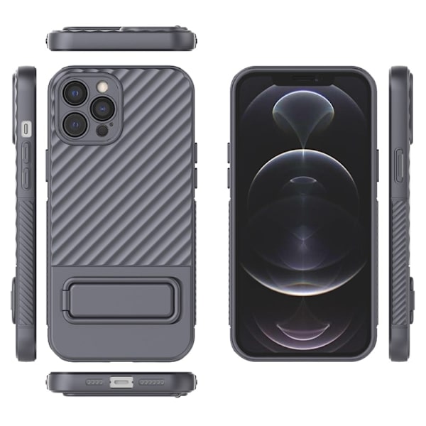 Kickstand Phone Cover iPhone 12 Pro Max , Phone Back Protector Anti-dust Flexible Case - Sort Silver grey