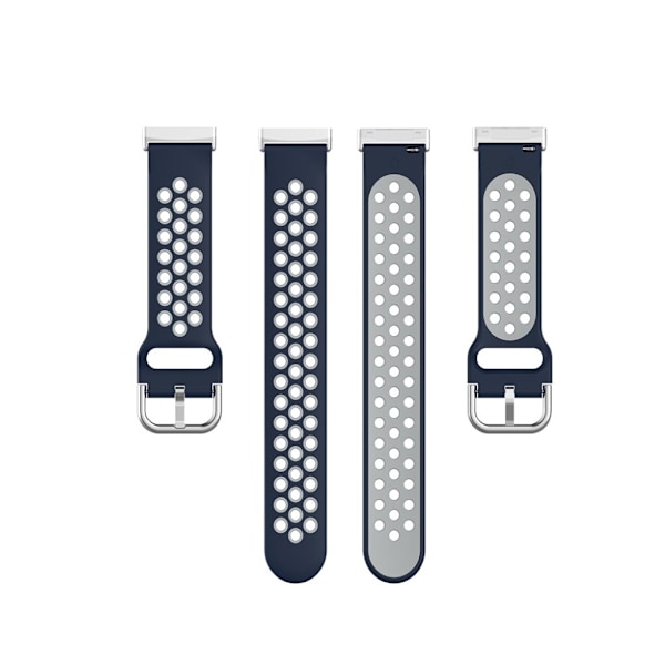 Fitbit Sense / Versa kaksivärinen silikoninen kellonauha - Keskiyön Sininen / Harmaa Blue