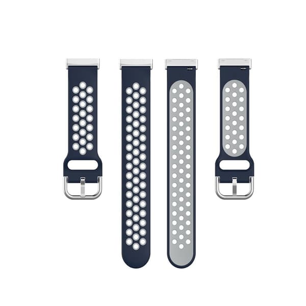 Fitbit Sense / Versa tofarget silikonklokkearmbånd - Midnattsblå / Grå Blue